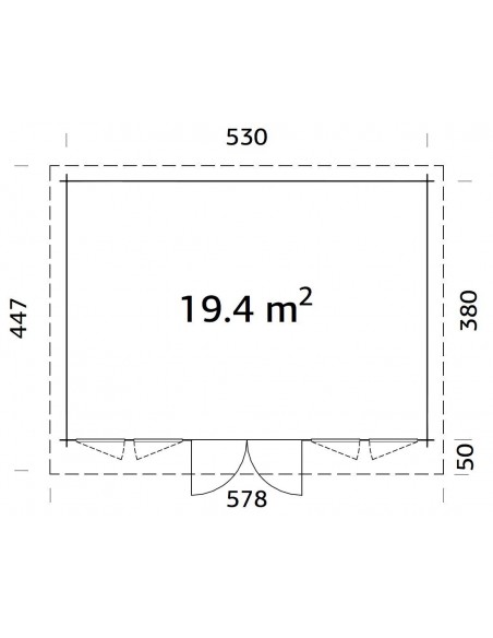 Abri de jardin Lisa 19.4 m² en bois massif 44 mm