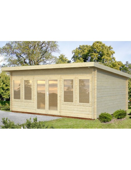 Abri de jardin Lisa 19.4 m² en bois massif 44 mm