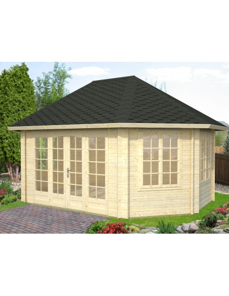 Tonnelle de jardin Hanna 20.3 m² avec plancher en bois massif 44 mm