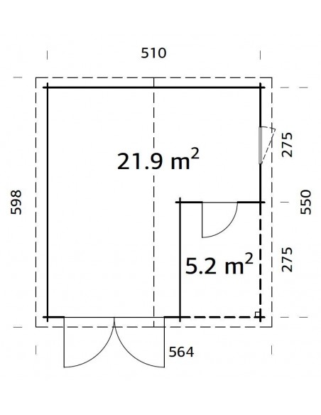 Garage Roger 29 m² avec auvent au choix en bois massif  44 mm