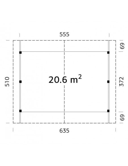 Carport Robert 32.4 m² avec poteaux 12x12 lamellé-collé
