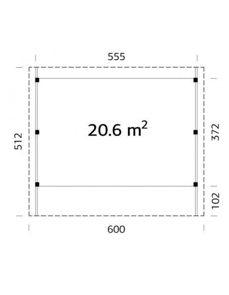 Carport Karl 30 m² avec poteaux 12x12 lamellé-collé