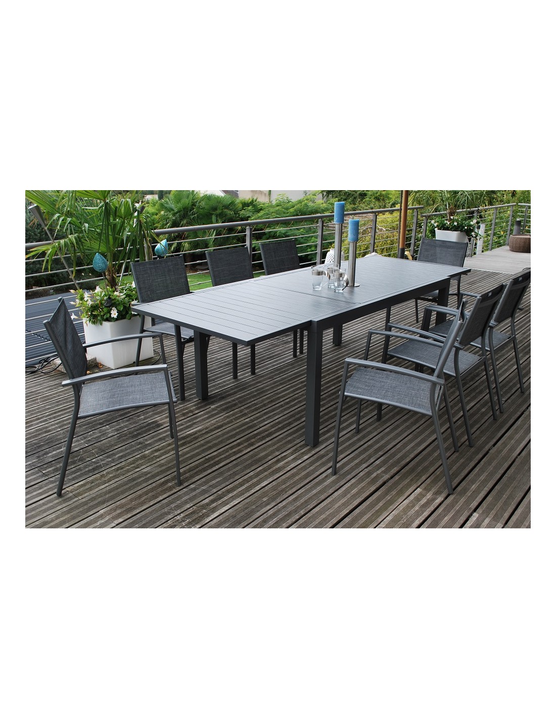 Table de jardin LANZA - Extensible 165/261 cm imitation ...