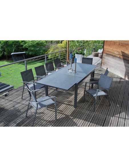 Achat MWH - Table de jardin extensible LANZA - L.165/261 x 100 cm - Aluminium imitation bois