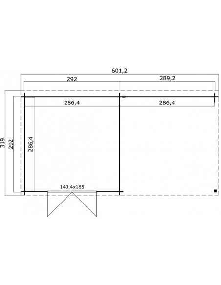 Abri de jardin Elody 17 m² avec auvent bois massif 28 mm