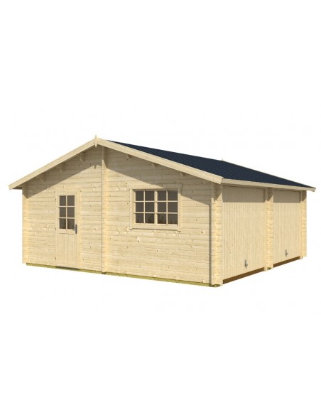 Double garage Falkland 33 m² en bois massif 44 mm