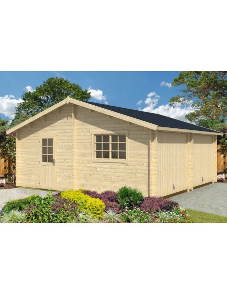 Double garage Falkland 33 m² en bois massif 44 mm