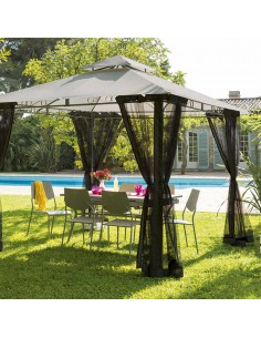 Gazebo Moustiquaire d'extérieur avec moustiquaire, pour tonnelle avec  rideau à 4 panneaux avec fermeture éclair pour patio, jardin, jardin,  jardin