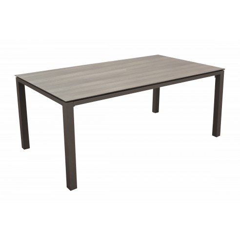 Table Stoneo 180x90 cm Aluminium et HPL -Café/Cédar-Proloisirs
