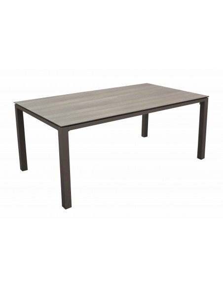 Table Stoneo 180x90 cm Aluminium et HPL -Café/Cédar-Proloisirs