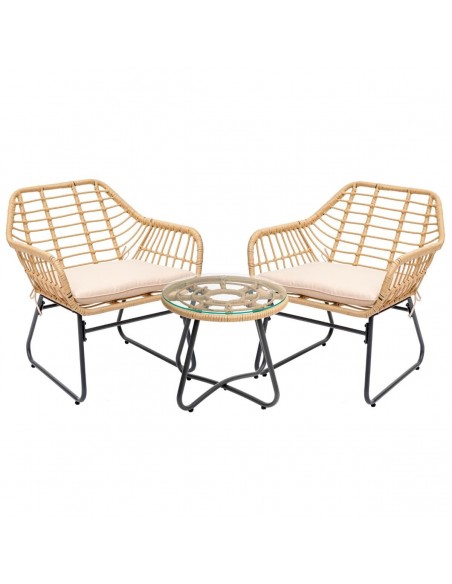 Salon de jardin Duo Lambada Sesame - 2 fauteuils et table basse - Hespéride