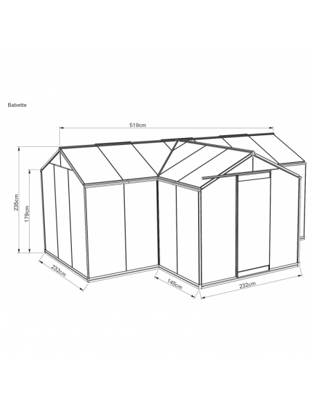 Orangerie Babette 15.4 m² laquée RAL9005 en verre trempé sécurit