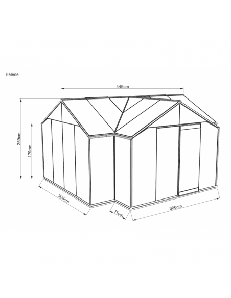 Orangerie Hélène 15.8 m² laquée noire en verre trempé sécurit - ACD