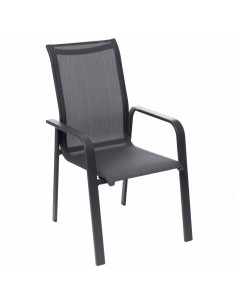 Fauteuil dossier haut empilable Essentia - Aluminium graphite