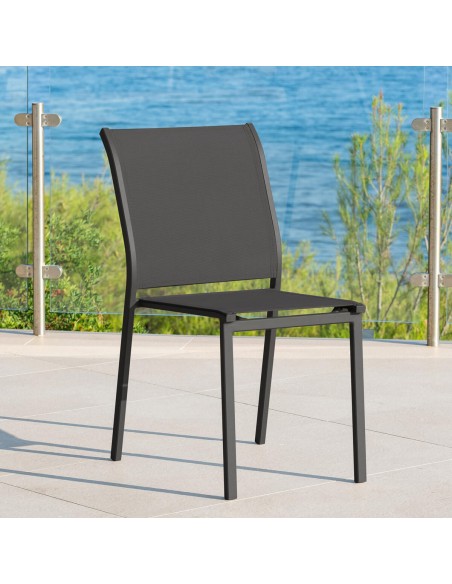 Chaise empilable Essentia structure Graphite texaline anthracite - Hespéride