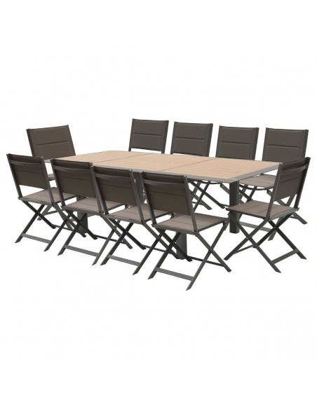 Table extensible Allure 10 places - Aluminium effet bois - Hespéride