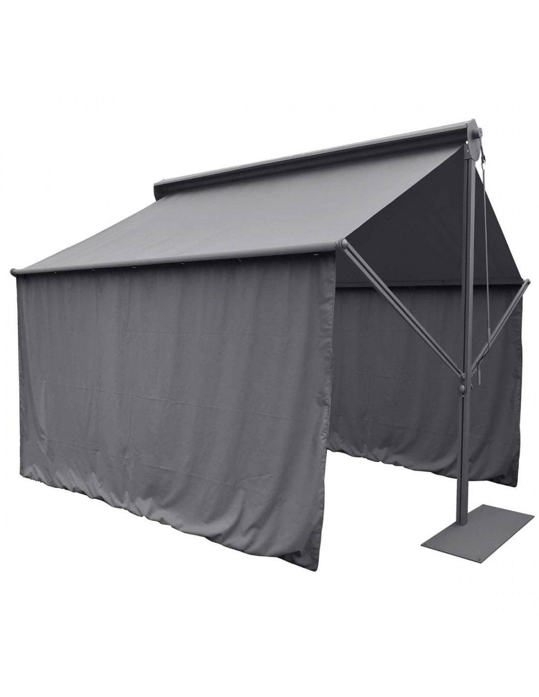 Store Banne Double Pente 4x3 Avec Coffre Rideaux pour Store double pente Salsa 4 x 3 m ardoise - Hespéride.