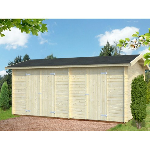 Abri de rangement Jari 15 m² avec deux compartiments et plancher en bois massif 28 mm