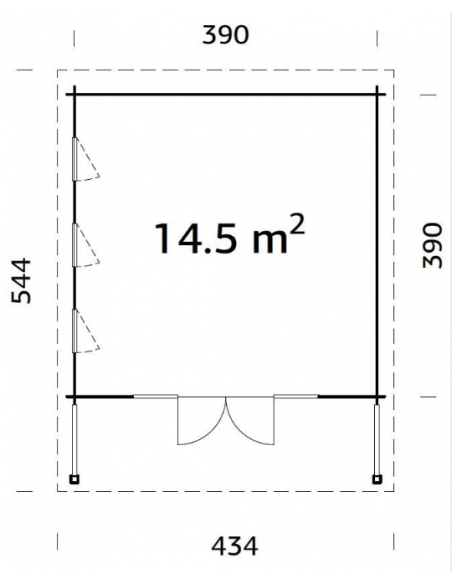 Abri de jardin CAROLINE 14.5m² en bois massif 44 mm