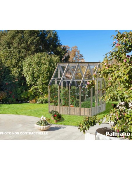 Serre de jardin Emilia 5.8 m² en bois traité autoclave et verre trempé 4 mm