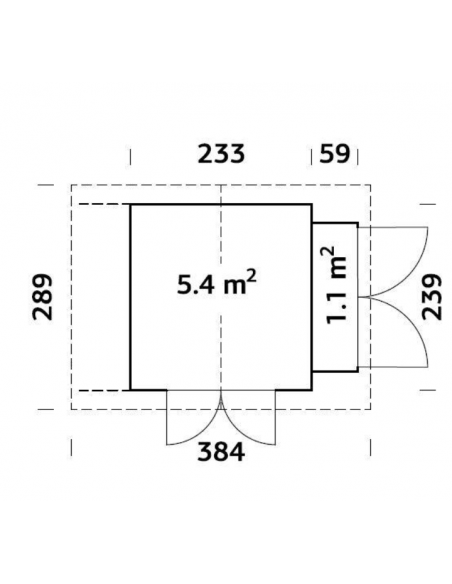 Abri de jardin Marcus 6.5 m² + appentis en bois massif 16 mm