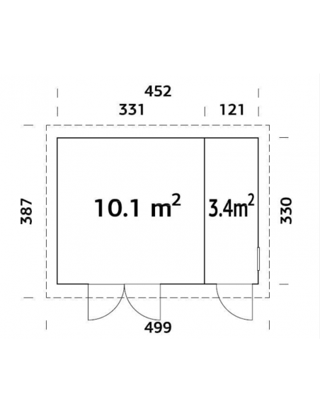 Abri de rangement Kalle 14.9 m² avec plancher et deux compartiments