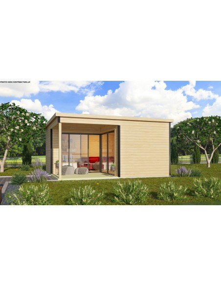 Abri de jardin Domeo 6 Plus V2 18.5 m² + terrasse 6m² en bois massif 44 mm