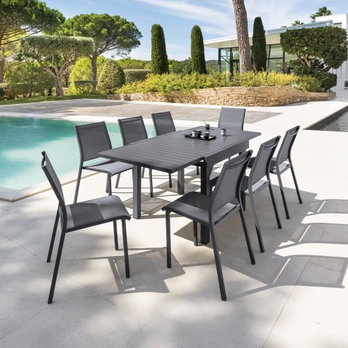 Achat Table de jardin Piazza extensible 8 places - Aluminium graphite - Hespéride