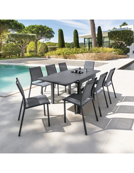 Table de jardin Piazza extensible 8 places - Aluminium graphite - Hespéride