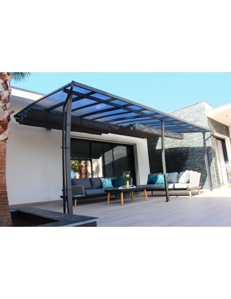 Achat Pergola adossée STOCKHOLM 3.5 x 6 m - Polycarbonate, acier, aluminium - Couleurs du monde