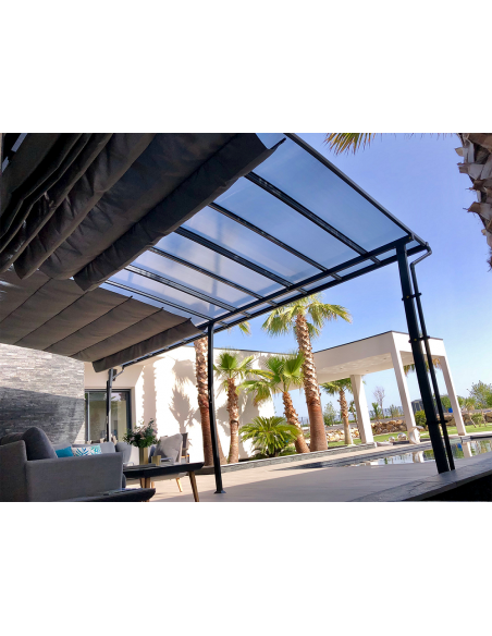 Achat Pergola adossée STOCKHOLM 3.5 x 6 m - Polycarbonate, acier, aluminium - Couleurs du monde