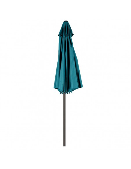 Parasol Loompa rond 3m bleu canard - à manivelle - Hespéride