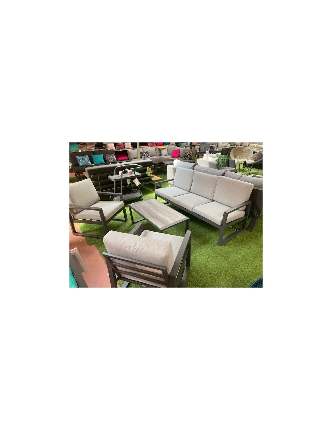 Salon de Jardin Unione Graphite 5 places Aluminium Hespéride