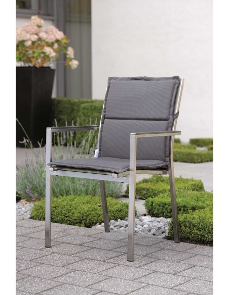 Fauteuil Cardiff Inox textilène gris argent - Stern