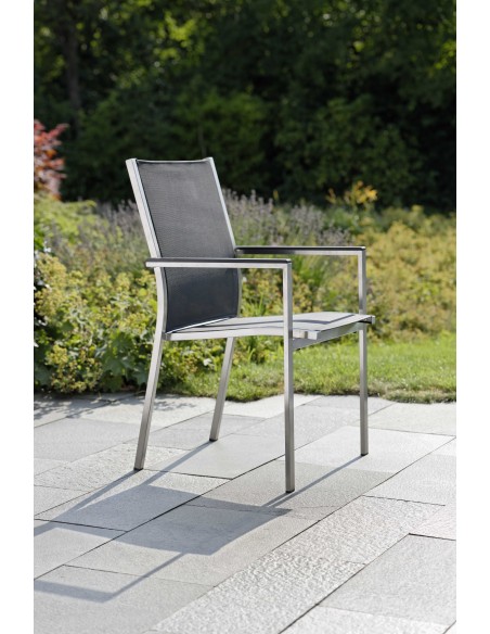 Fauteuil Cardiff Inox textilène gris argent - Stern