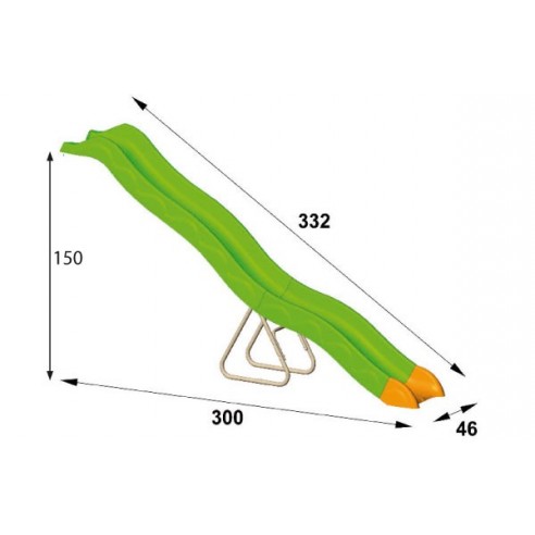 Glissière de toboggan 3.32 m de glisse pour plateforme de 1.5 m de haut