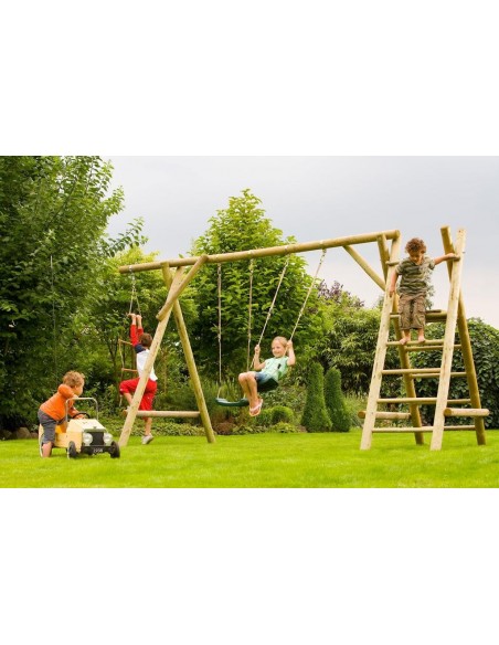Portique HENRY 100% bois 2.30 m avec balançoires - Enfants 3/12 ans