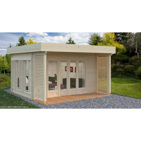 Photo ambiance Abri de jardin CAROLINE 10.2 m² en bois massif 44 mm