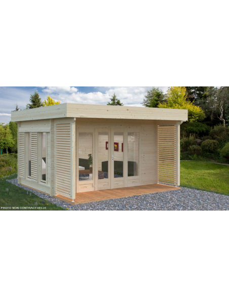 Photo ambiance Abri de jardin CAROLINE 10.2 m² en bois massif 44 mm