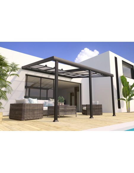 Achat Pergola adossée ATHEZZA 3.5 x 4 m - Polycarbonate, aluminium