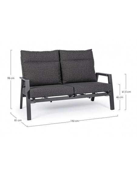 Canapé inclinable 2 places Anthracite - Bizzotto