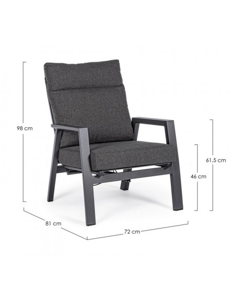 Fauteuil inclinable KLEDI - Anthracite - BIZZOTTO