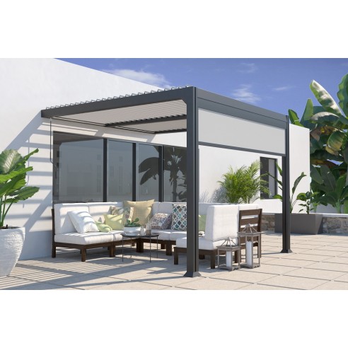 Achat COULEURS DU MONDE - Pergola adossée bioclimatique MIAMI 3x3 m en aluminium