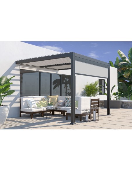 Achat COULEURS DU MONDE - Pergola adossée bioclimatique MIAMI 3x3 m en aluminium