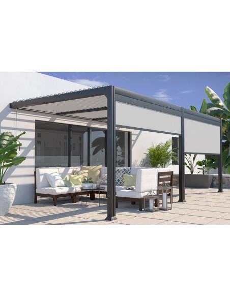 Achat COULEURS DU MONDE - Pergola adossée bioclimatique SEATTLE - 3 x 6 m - Aluminium