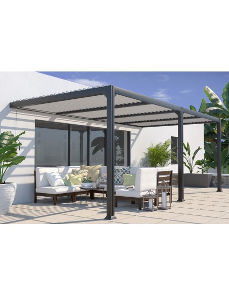 Achat COULEURS DU MONDE - Pergola adossée bioclimatique SEATTLE - 3 x 6 m - Aluminium