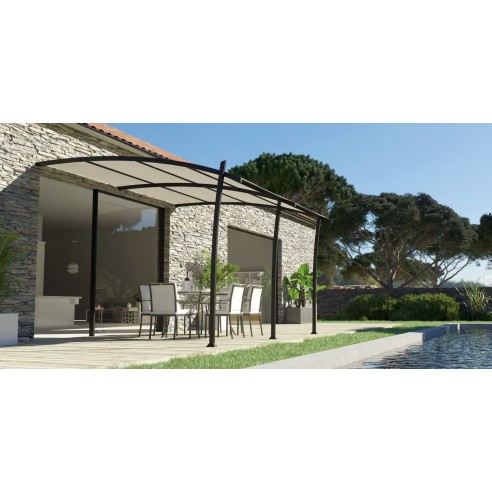 Achat COULEURS DU MONDE - Pergola adossée KYOTO - 3,5 x 4 m - Aluminium - Structure seule