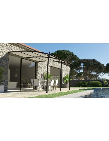 Achat COULEURS DU MONDE - Pergola adossée KYOTO - 3,5 x 4 m - Aluminium - Structure seule