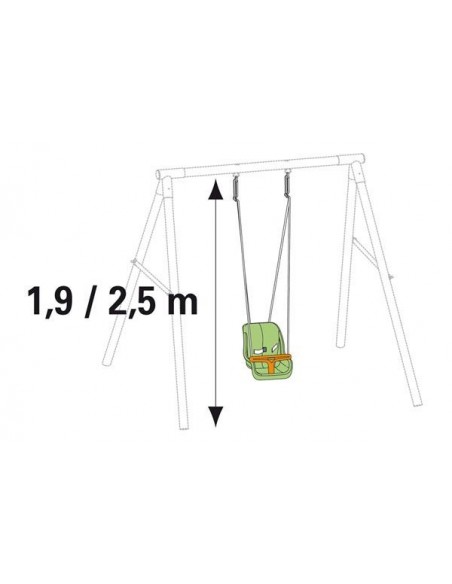 Siège bébé sécurité BABY'K Vert/orange réglable - Balançoire 1.9/2.5 m