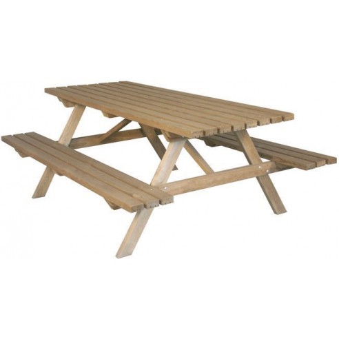 Table pique-niques 200x150xH80 cm en bois massif traité